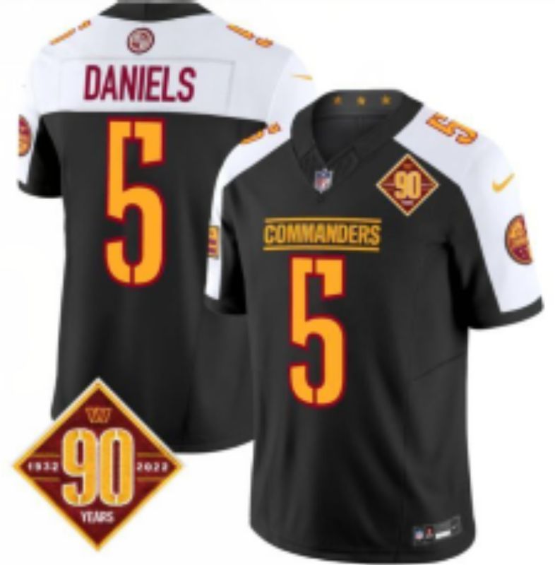 Men 2025 Washington Commanders #5 Daniels Black three generations Nike Limited NFL Jersey style 8->washington commanders->NFL Jersey